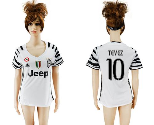 Women's Juventus #10 Tevez Sec Away Soccer Club Jersey - Click Image to Close